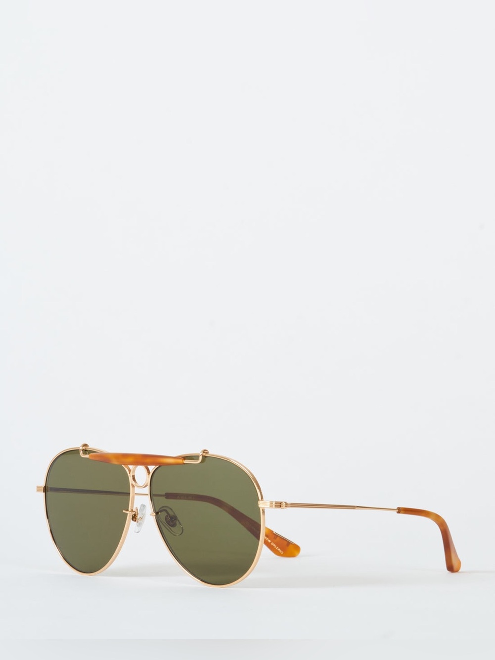 KREWE Merrymen Aviator 18k Plated Frames Matte Amaro Polarized Sunglasses